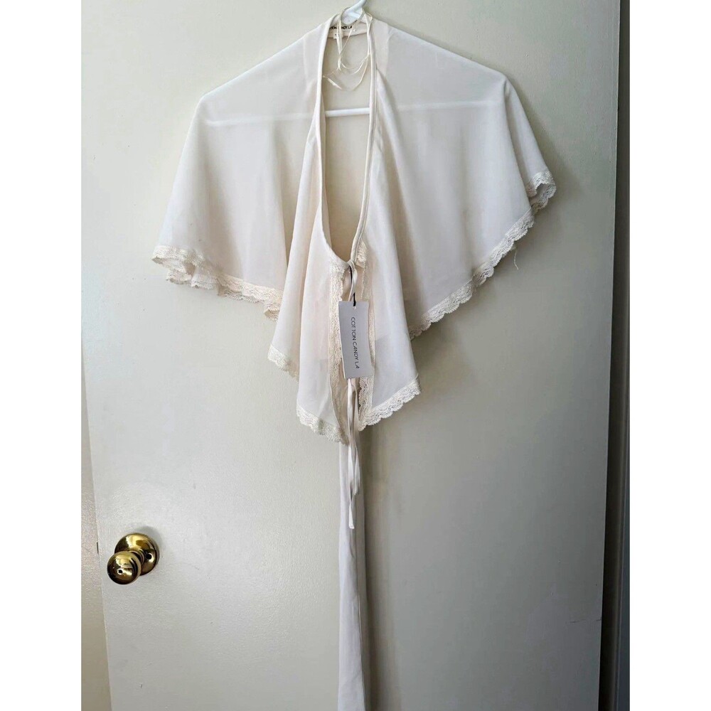 Cotton Candy LA Women's White Solid Lace Trim Swim Cover Up, Regular
